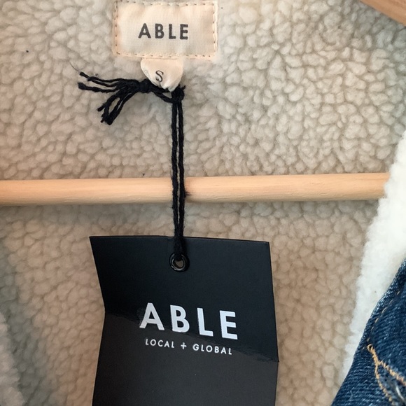 NWT - ABLE Adreina Sherpa-lined Denim Jacket - Picture 2 of 7